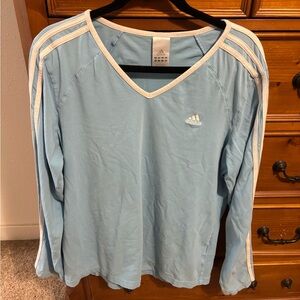Adidas Sky Blue V-Neck Shirt with White Details